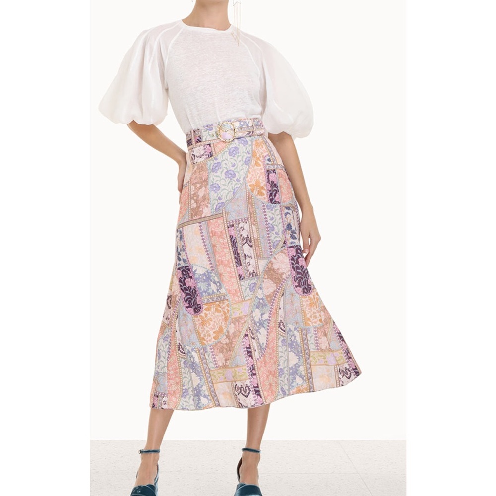 Kaleidoscope a-line midi skirt, size 0p, Zimmerman